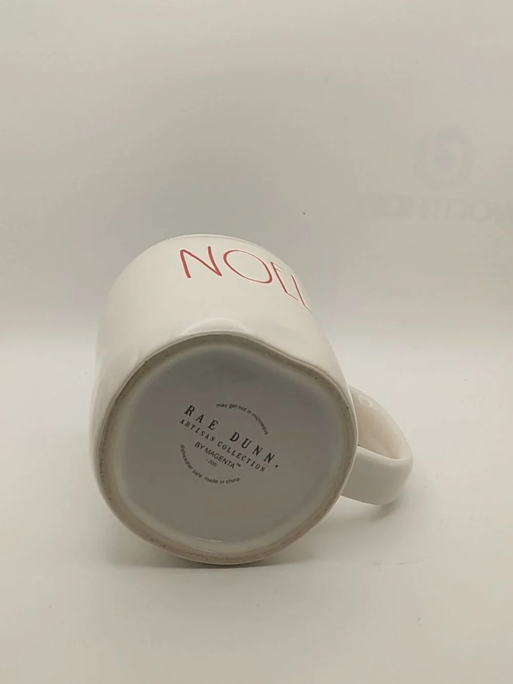 Rae Dunn Noel Artisan Collection Coffee Mug White With Red Text & Interior Ceram